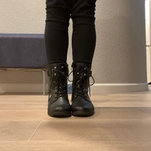 Black lace up/zippered combat boots